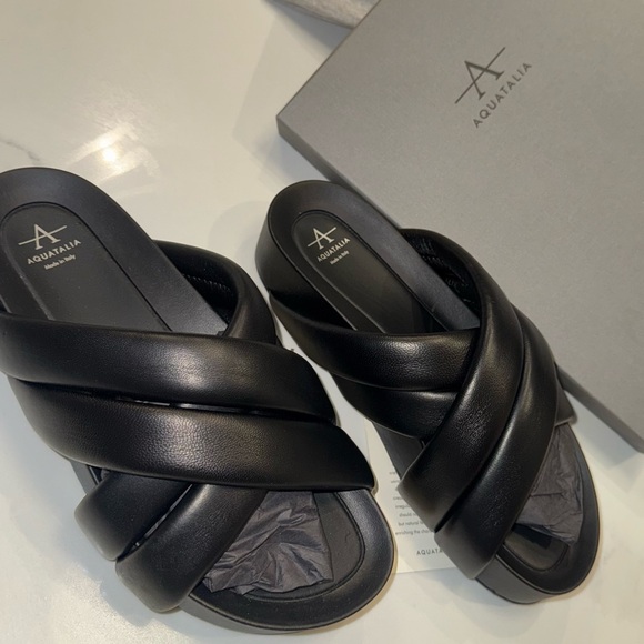 Aquatalia Black Platform Slide Sandals - Picture 3 of 9